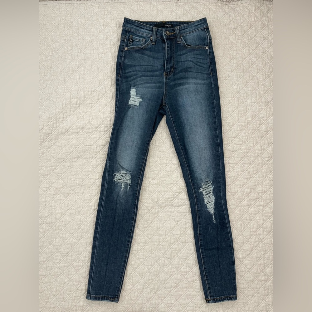 CLINGIRL - High Waisted Distressed Blue Jeans